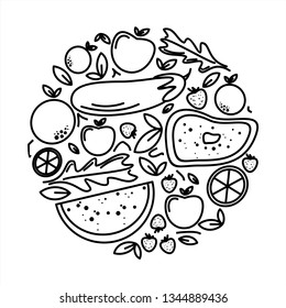 food logo design inspiration. circle food logo. doodle food logo. logo template
