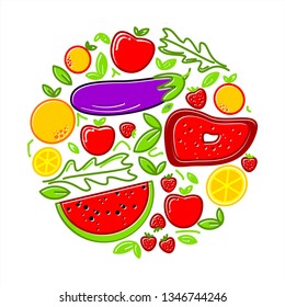 food logo design inspiration . mix food . mix fruit . vegetables logo . doodle . logo template
