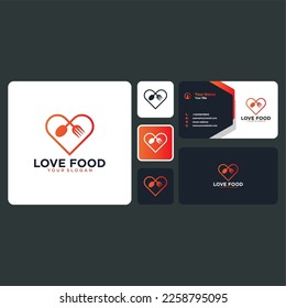 food logo design with love and business card