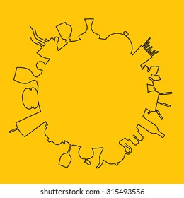 Food logo design on circle graphic. Vector illustration.