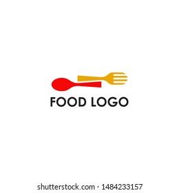 Food logo design with spoon and fork icon with isolated background template