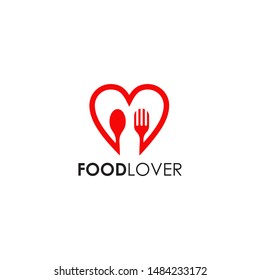 Food logo design with spoon and fork icon with isolated background template