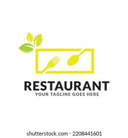 Food logo design, spoon, fork, Healthy Food Logo Template.