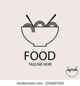 Food Logo Design Template With Noodles and Bowl.