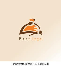 Food logo design template. Vector color illustration background. Graphic icon symbol for restaurant, cooking business.