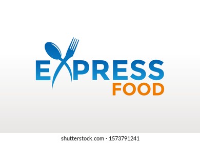 Food logo design template vector, Cafe or Restaurant emblem, Express Food logo,