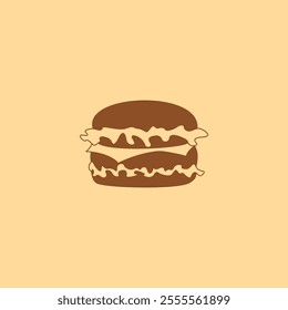 Food logo design two colors, hamburger minimalist design 