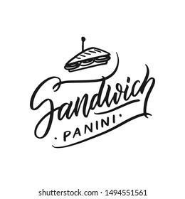 Food logo doodle design template. Vector eps10, letter logotype illustration. Isolated graphic fork icon for catering, cafe, restaurant. Modern linear label, emblem.