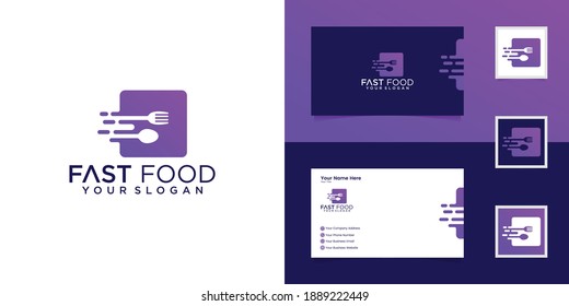 Plantilla de diseño de respuesta rápida y logotipo de alimentos y tarjeta de visita