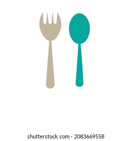 food logo or flat spoon and fork illustration