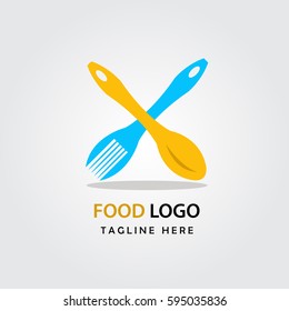 Food logo, fork and spoon