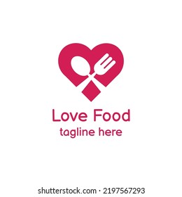 food logo and heart shape, love food logo is suitable for logo food business