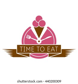 Food logo with ice cream. Good for restaurant, cafe, food delivery. 
