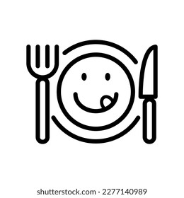 food logo icon concept. happy dish with spoon knife fork cartoon isolated on white background. vector illustration