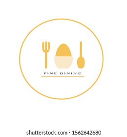 food logo icon vector. Fork, egg and spoon on logo.