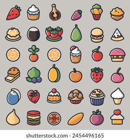 Food logo including fruits, cake and bakery items