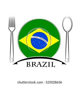 Food  logo made from the flag of  brazil 