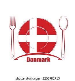 Food logo made from the flag of Danmark