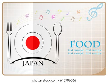 Food logo made from the flag of Japan