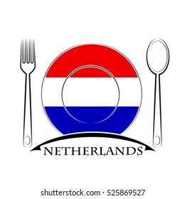 Food logo made from the flag of Netherlands
