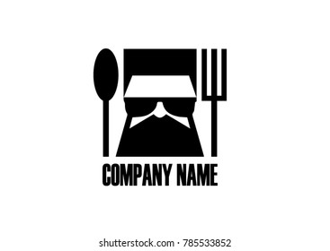 Food  logo Man with spoon and fork  icon design template elements 