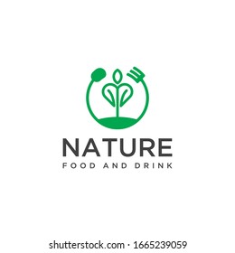 food logo with natural concept and modern design for restaurant
