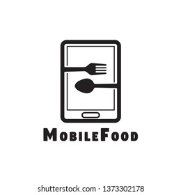 Food logo, online food with mobile concept -vector