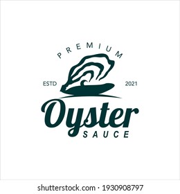 Food Logo Premium Oyster Sauce Vector, Seafood Flavor Label and Sticker for Culinary Industry Graphic Design Inspiration