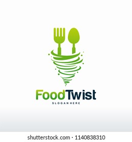 Food logo, Restaurant symbol, Food Twist logo template designs concept vector