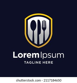 food logo with shield concept