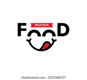 Food logo with smile. Label for food company. Grocery store logo.