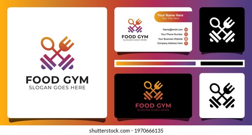 food logo symbol of Healthy lifestyle for Fitness center, vegetarian food stores, cafe, restaurant with business card