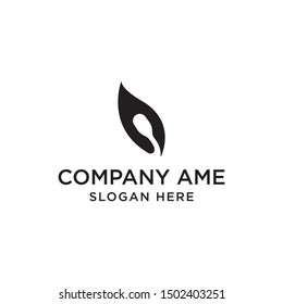 Food Logo Template. Vector Illustration. Spoon icon with Leaf