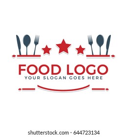Food Logo text vector logo design. Fork, Knife and spoon sign food logo.