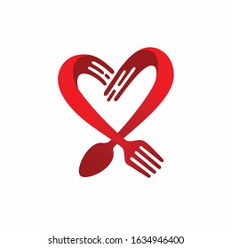 Food Logo That Formed Love Concept