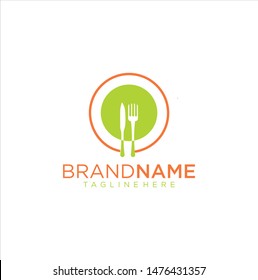 Food logo Vector / Fork and Spoon inside circles / Catering Logo concept . cutlery Logo 