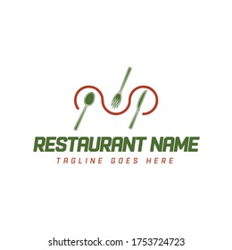 Food Logo Vector Icons Symbol Template. Restaurant Logo with Spoon, Knife and Fork