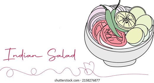 Lebensmittellogo, Vektor für Gemüse, Skizzenzeichnung indianischer Salat