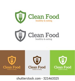 Food Logo,Fork logo,Box,green logo,organic food,green food logo,Vector Logo template