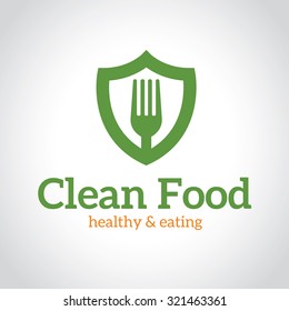 Food Logo,Fork logo,Box,green logo,organic food,green food logo,Vector Logo template