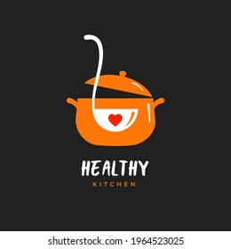 Food love, cooking logo and branding. Healthy, vegan and vegetarian food concept design