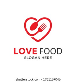 food and love logo concept. Restaurant / kitchen design template. Food Symbol. Vector illustration