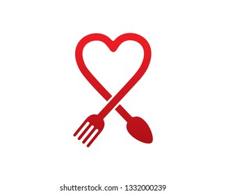 Food Love Logo Template, Icon, Symbol - Vector