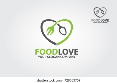 Food love Vector Logo Template. Heart Vector Icon. Vector logo illustration.