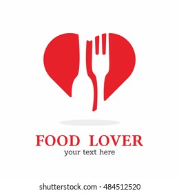 FOOD LOVER LOVE HEART LOGO ICON TEMPLATE