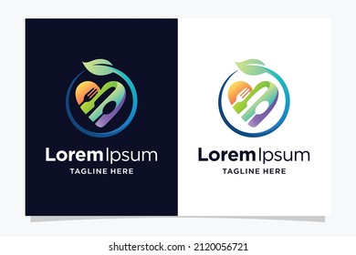 food lovers logo with leaf concept