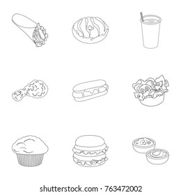 Food, lunch, fast and other web icon in outline style.Piello, cream, sauce, icons in set collection.