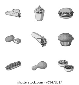 Food, lunch, fast and other web icon in monochrome style.Piello, cream, sauce, icons in set collection.