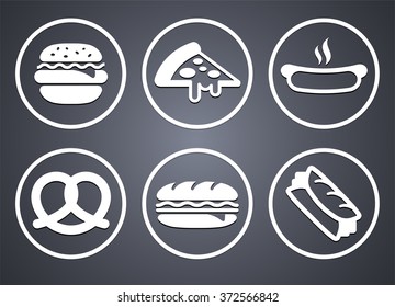 Food and Lunch on Grey Round Buttons