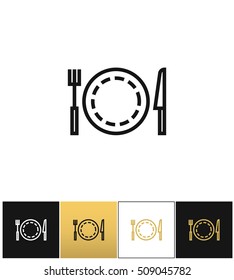 Food or luncheon vector icon. Food or luncheon pictograph on black, white and gold background